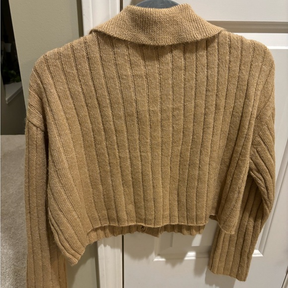 Wild Fable cropped button up caramel colored sweater, size medium. - Picture 2 of 5